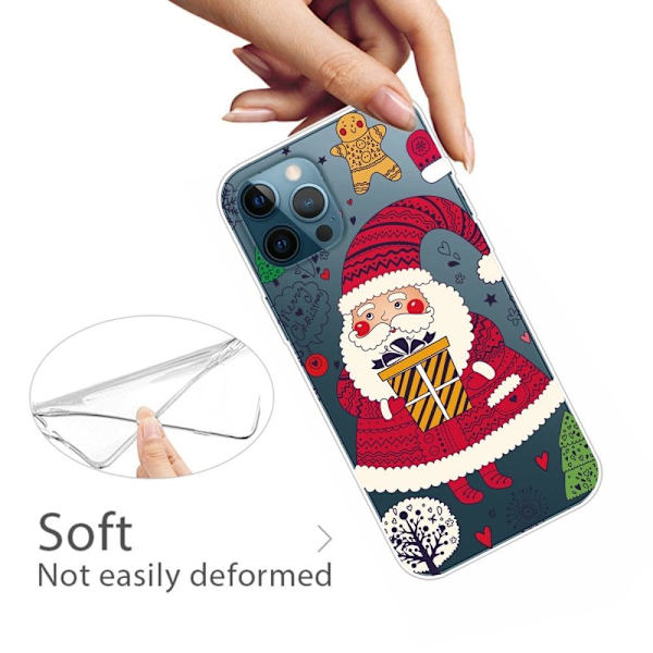 iPhone 14 Pro Funny Christmas Pattern Design Phone Case Soft Flexible Slim stødsikkert Anti-Fingerprint Cover - Santa Claus Brings Presents Red