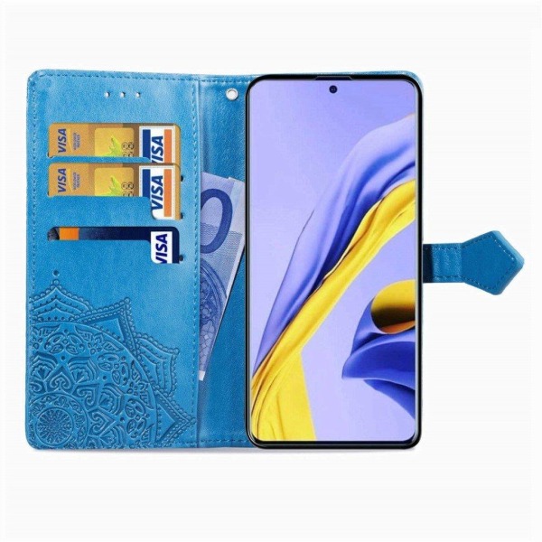 Mandala Samsung Galaxy A51 5G nahkakotelo - Sininen Blue