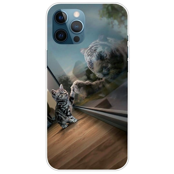 Mirror iPhone 14 Pro flip-etui - Speilkatt Silver grey