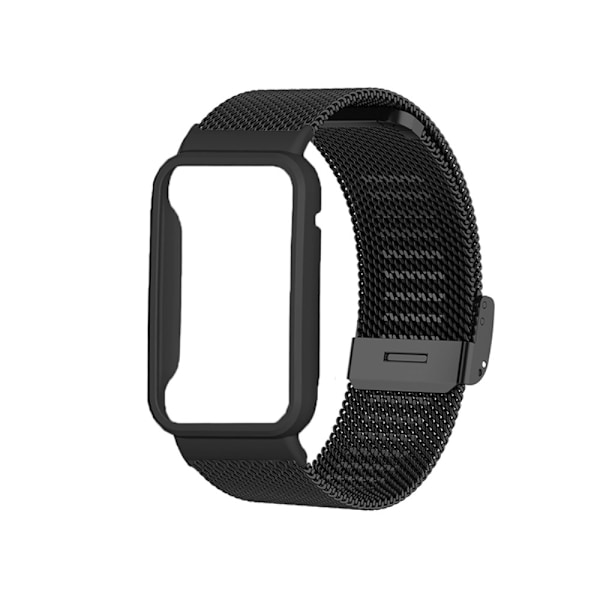 Xiaomi Mi Band 7 Pro milanesiskt klockarmband i rostfritt stål med skydd - Svart / Svart Svart