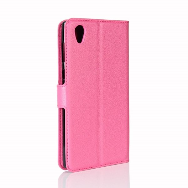 Sony Xperia L1 Læder litchi skind etui - Rosa Pink