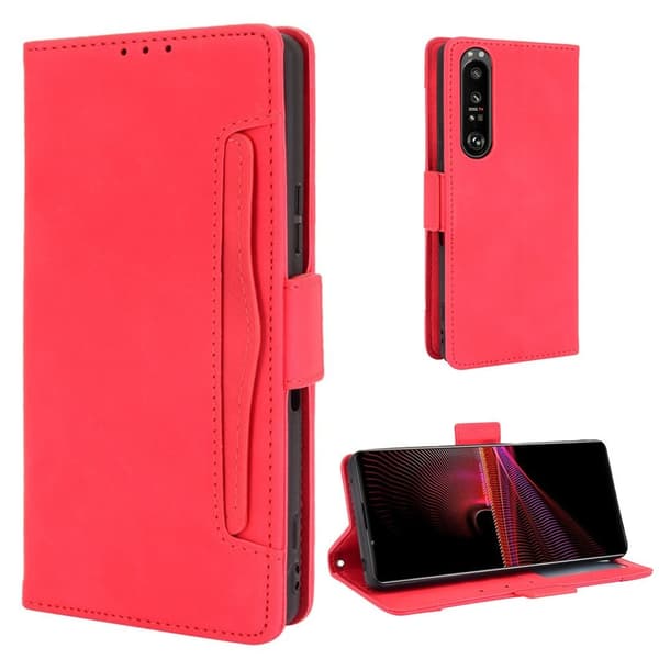 Modern-styled Læder Pung Etui til Sony Xperia 1 Iii - Rød Red