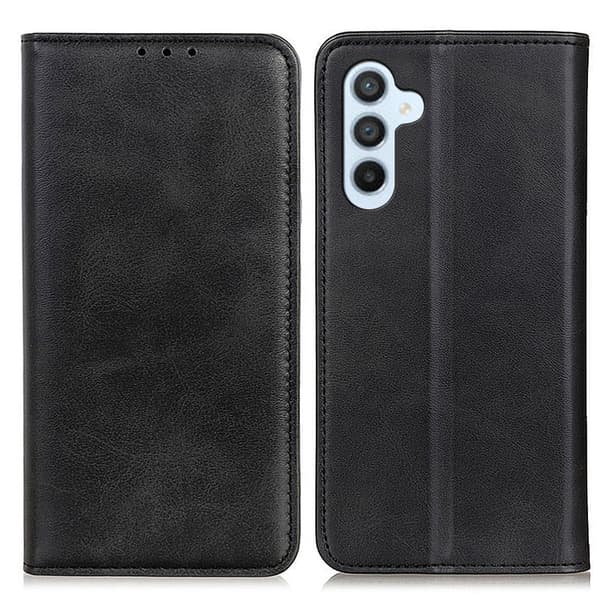 Flip Etui med Pung i Ægte Læder til Samsung Galaxy A15 - Sort Black