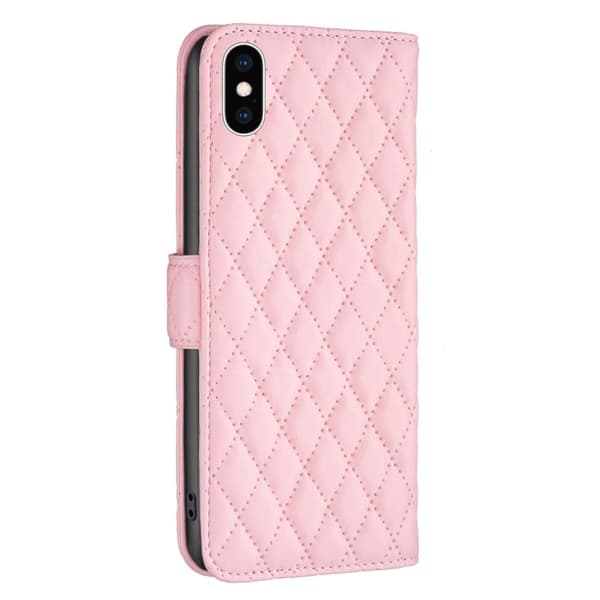 Rombuskuvioinen matta läppäkotelo iPhone Xs - Pinkki Pink