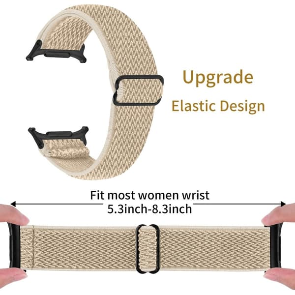 Samsung Galaxy Watch Ultra 47mm urrem med sort stik Justerbar elastisk håndledsrem - Aprikos Brown