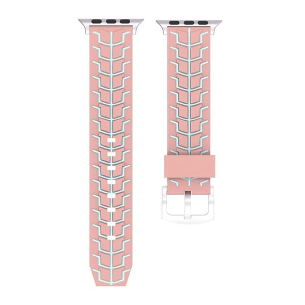 Apple Watch Series 4 40mm fish bone silikone Urrem - Sort / Hvid Pink