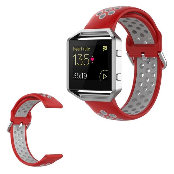 Fitbit Blaze / Versa / Versa Lite / Versa 2 kaksivärinen silikoninen ranneke - Punainen / Harmaa Red