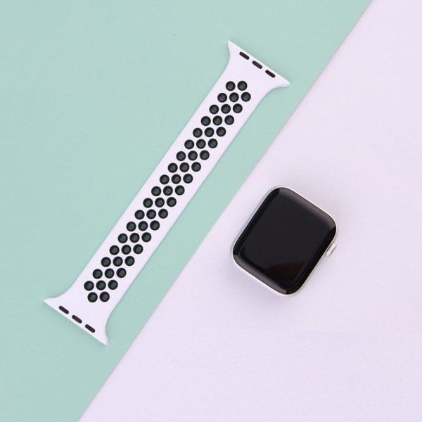 Apple Watch Series 6 / 5 44mm dobbeltfarvet silikoneurrem - Sort White