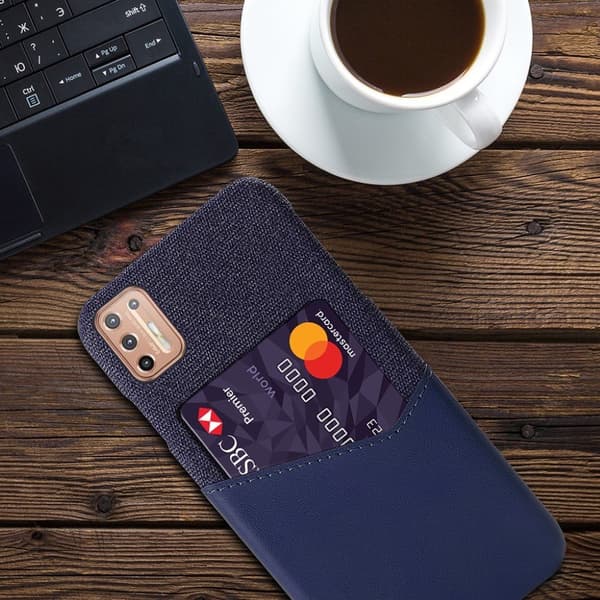 Bofink Motorola Moto G9 Plus korttikotelo - Sininen Blue