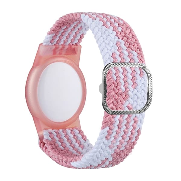 AirTags-etui med nylon-urrem - Lyserød / Hvid Pink