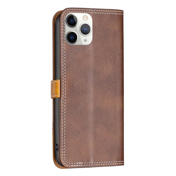 BINFEN kaksivärinen nahkakotelo iPhone 11 Pro - Kahvi Brown
