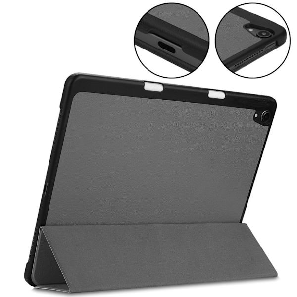 iPad Pro 12.9 inch (2018) vikbart syntetläder skyddsfodral - Grå Silvergrå