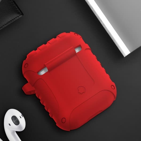 Airpods iskunkestävä silikonikotelo - Punainen Red