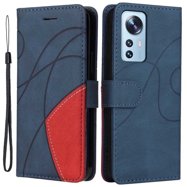 Teksturert læretui med stropp for Xiaomi 12 Lite - Blå Blue