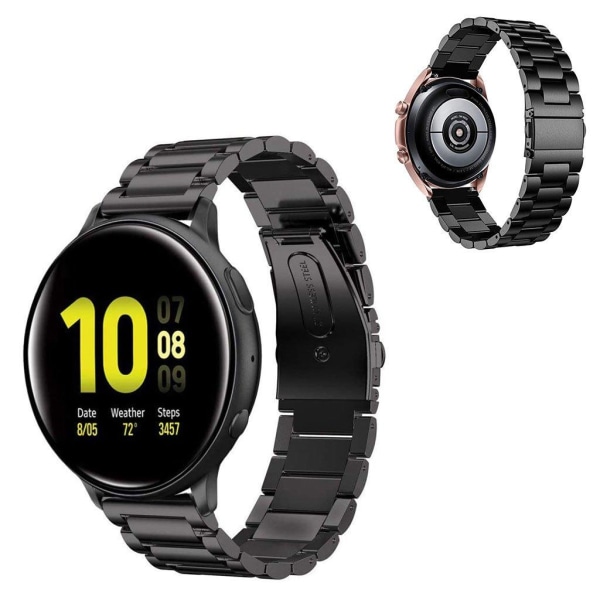 20 mm JLT urrem med tre perler i rustfrit stål til Samsung Galaxy Watch 4 - Sort Black