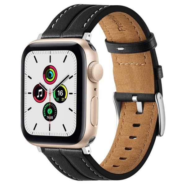 Apple Watch Series 8 (41mm) klockarmband i äkta läder - Svart Svart