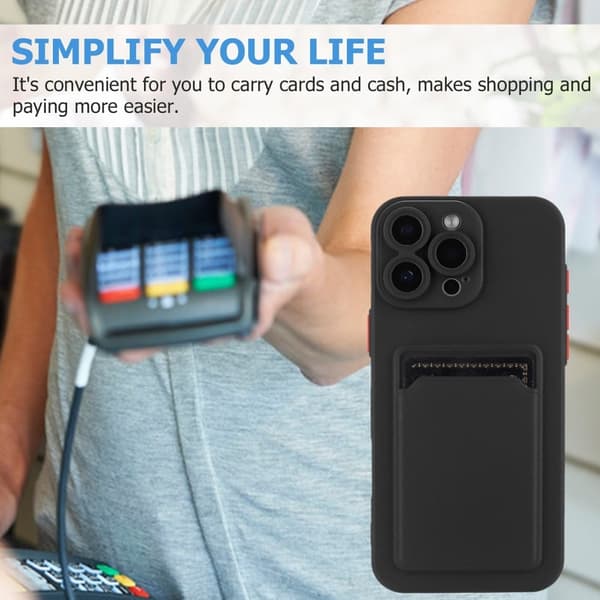 Kortholder cover til iPhone 16 Pro - Sort Black