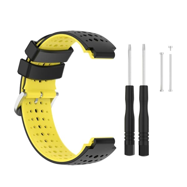 Garmin Forerunner 220 Silicone Watch Band Replacement Wrist Strap with Round Holes - Teal+Dark Blue Yellow