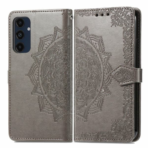 Mandala Samsung Galaxy A16 læderetui - Grå Silver grey