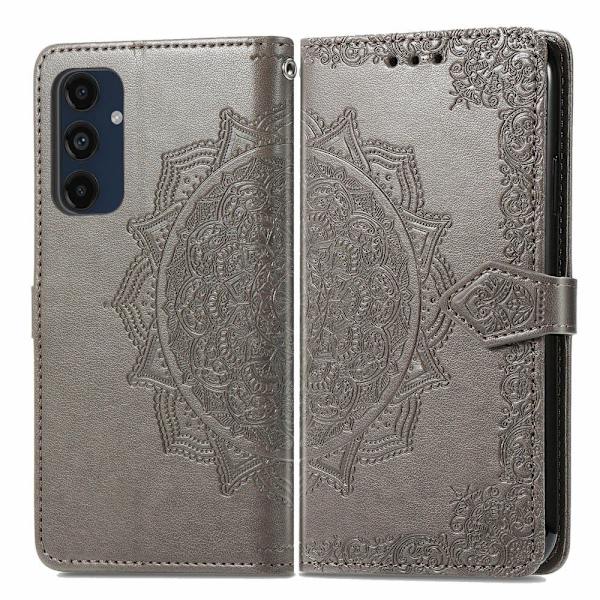 Mandala Samsung Galaxy A16 nahkakotelo - Harmaa Silver grey