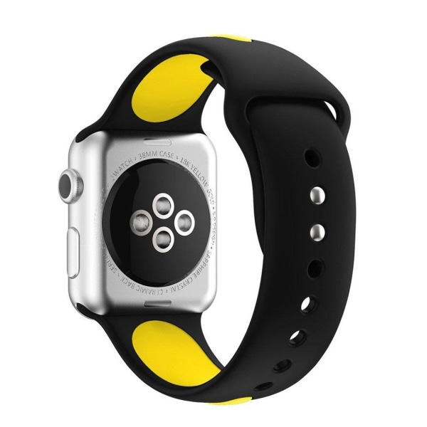 Apple Watch 38mm Silikone rem - Sort/gul Yellow