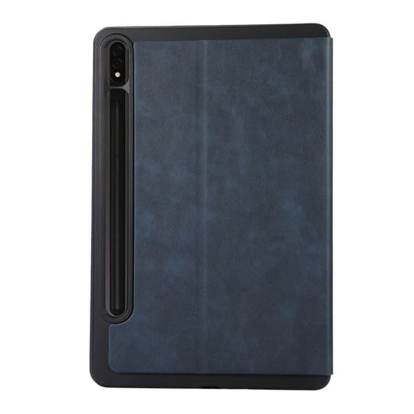 Samsung Galaxy Tab S10 Plus Shockproof Case Vegan Leather Tablet Cover with Stand - Blue Blue