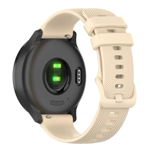 20mm grid texture silicone watch strap for Garmin Watch - Beige Brown