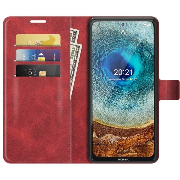 Wallet-style Læder Etui til Nokia X10 / X20 - Rød Red