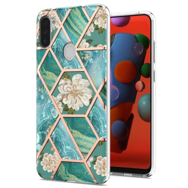 Marble Samsung Galaxy M11 / A11 Etui - Blåe Blomster Blue
