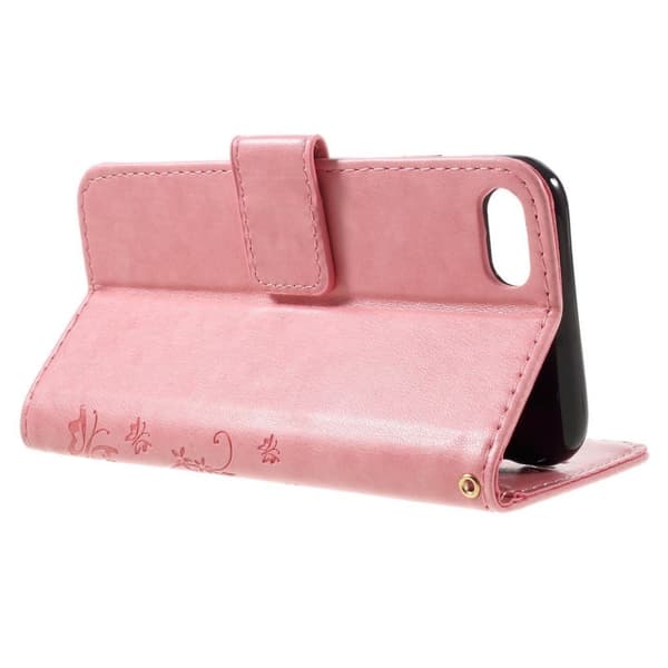 Jensen iPhone 7 / 8 læretui med inngravert mønster - Rosa Pink