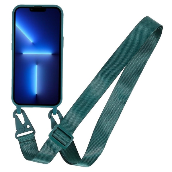 Thin TPU case with a matte finish and adjustable strap for iPhon Green
