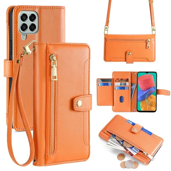 Samsung Galaxy M33 5G plånboksfodral i veganskt läder - Orange Orange