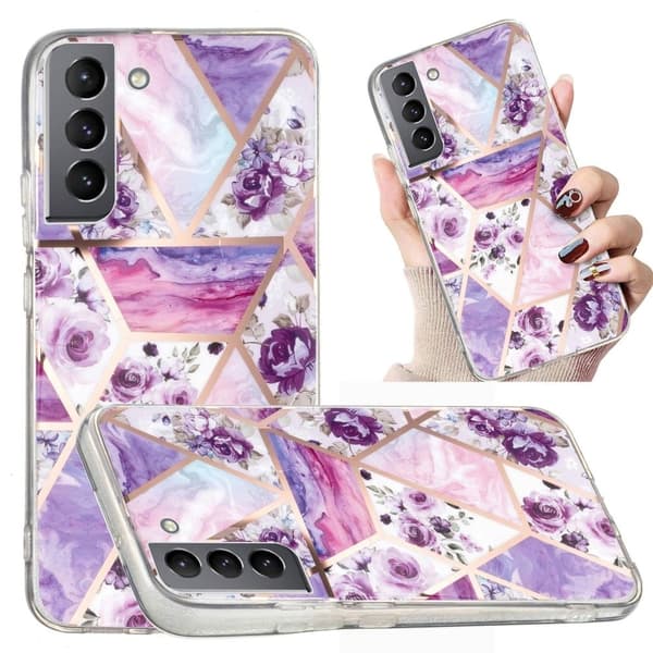 Marble Samsung Galaxy S22 Plus Etui - Lilla Blomst Purple