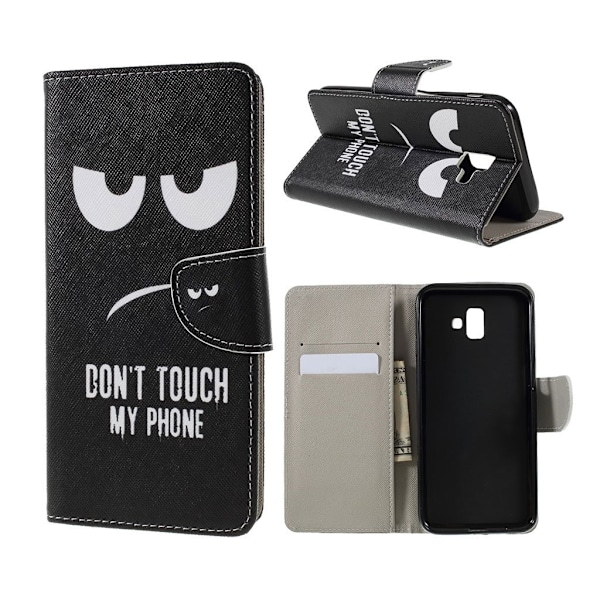 Samsung Galaxy J6 Plus (2018) kuviollinen lompakko suojakotelo synteetti nahasta - Do not Touch My Phone Multicolor