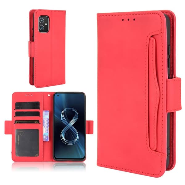 Modern-styled Læder Pung Etui til Asus Zenfone 8 - Rød Red