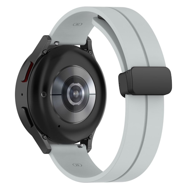 20 mm universellt klockarmband i silikon med magnetiskt vikbart spänne - Ljusgrå Silvergrå
