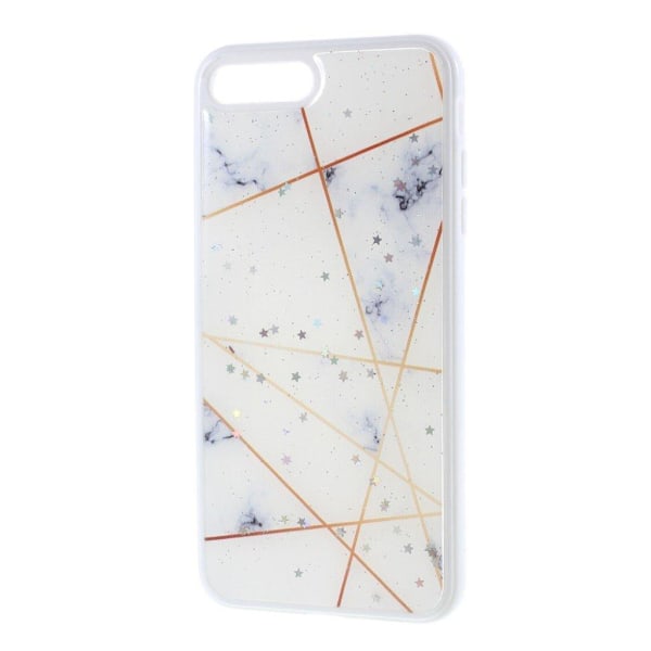 Marble design iPhone 7 Plus cover - Hvid / Guld Linjer White