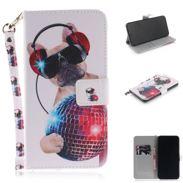 iPhone 9 Plus Kuviollinen Synteetti Nahka Pintainen Muovi Lompakko Suojakotelo - Makee koira Multicolor
