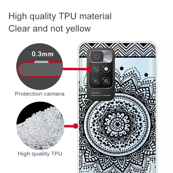 Marble Xiaomi Redmi 10 Prime / Redmi 10 Etui - Mandala Blomst Black