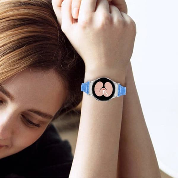 Gradientfärgad klockrem i koskinn för Samsung Galaxy Watch 4 - Silver / Blå Blå