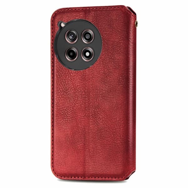 Läder OnePlus 12R / Fitbit Ace 3 fodral med romb-design - Röd Röd