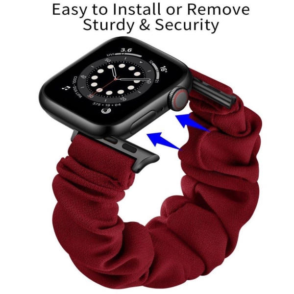 Apple Watch Series 6 / 5 40mm elastic hair band style watch strap - Silver Connector / Wine Red / Size: L Röd