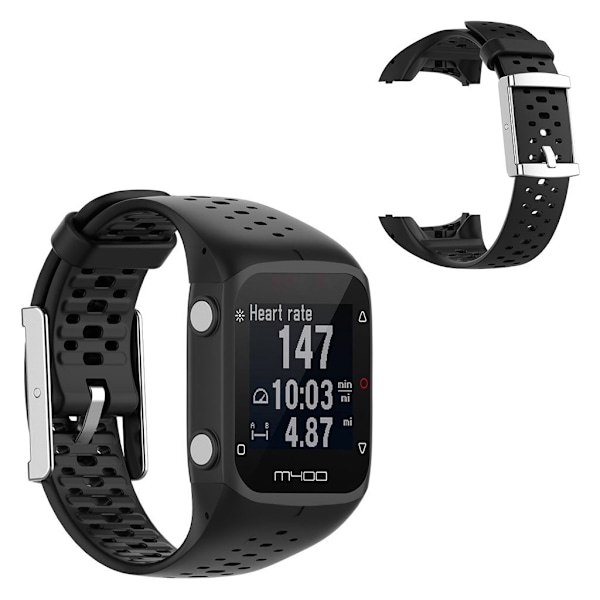 Polar M400 mukava silikoninen kellonauha - Musta Black