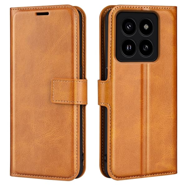 Plånboksfodral av hållbart konstläder till Xiaomi 14 Pro - Gul Gul