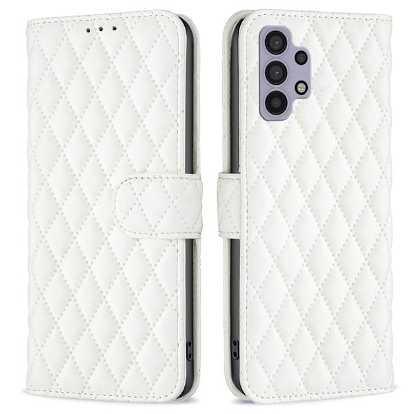 Rhombus mat Samsung Galaxy M32 5G / Samsung Galaxy A32 5G flip etui - Hvid White