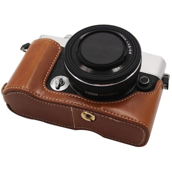 Olympus PEN E-P7 leather cover with battery opening - Brown Brown
