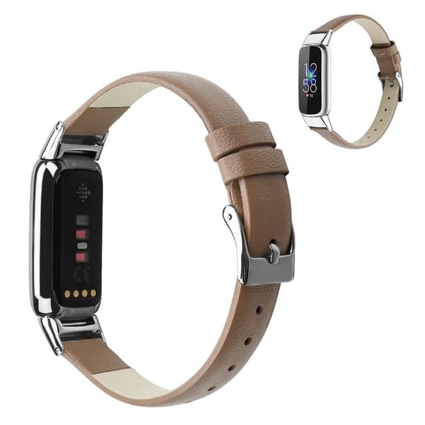 Fitbit Luxe aito nahkakellon hihna - Harmaa / Koko: S Silver grey