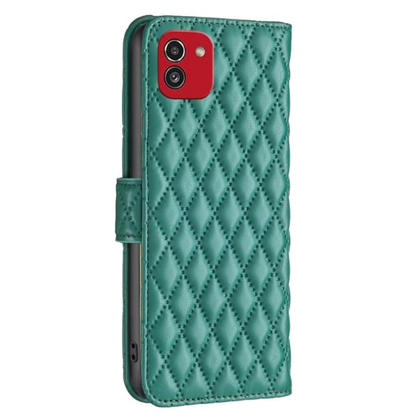 Rhombus mat Samsung Galaxy A03 flip etui - Grøn Green