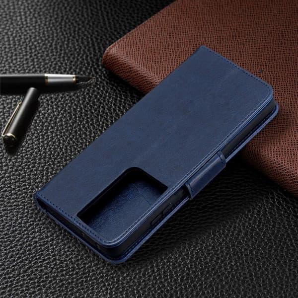 sommerfugl Samsung Galaxy S21 Ultra flip etui - mørkeblå Blue