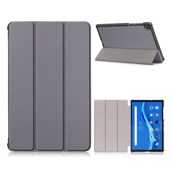 Lenovo Tab M10 FHD Plus simple tri-fold leather case - Grey Silvergrå